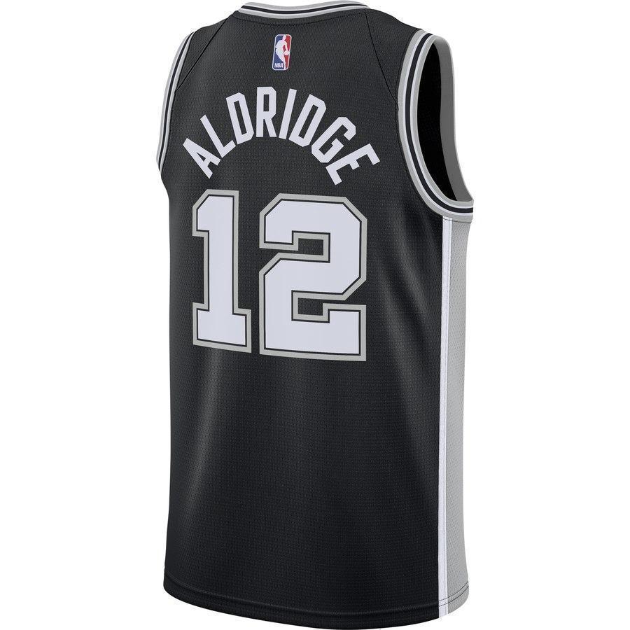 12-LaMarcus Aldridge San Antonio Spurs Swingman Jersey Black - Icon Edition