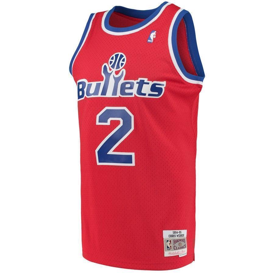 2-Chris Webber Washington Wizards  1994-95 Hardwood Classics Swingman Jersey – Red