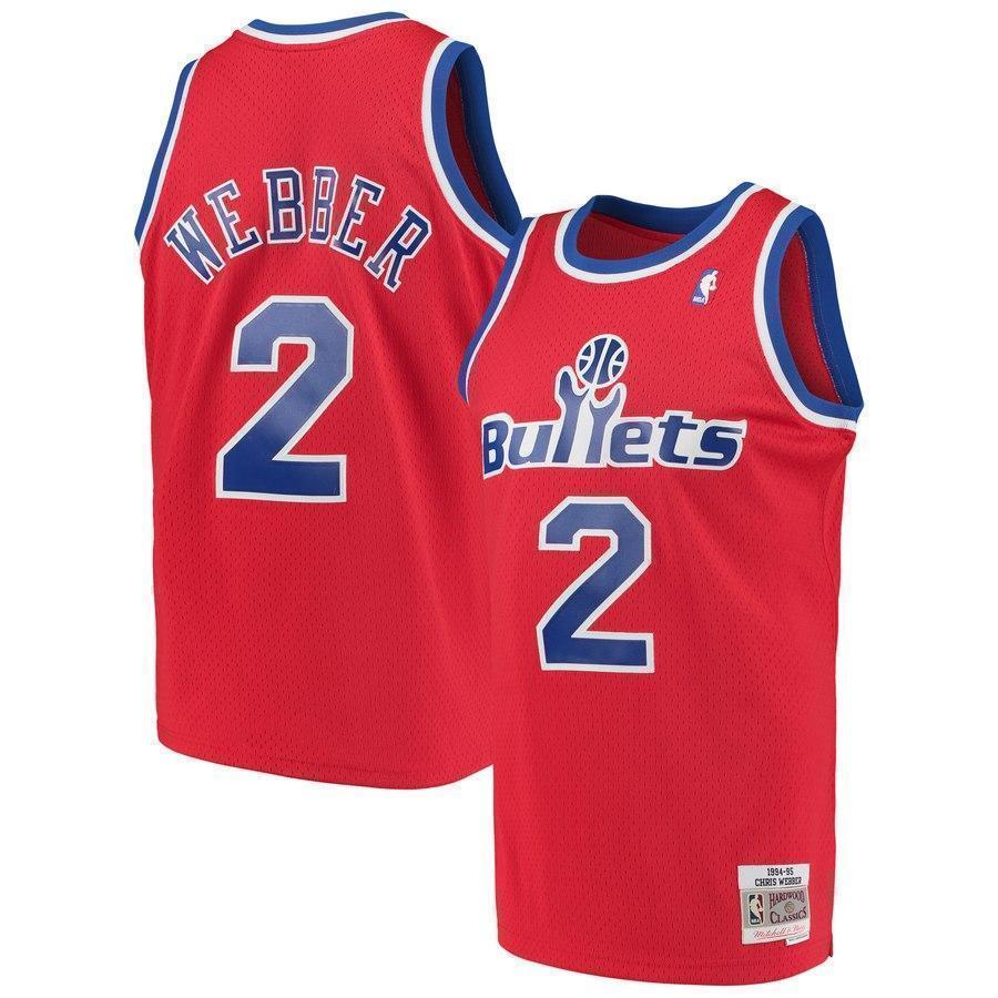 2-Chris Webber Washington Wizards  1994-95 Hardwood Classics Swingman Jersey – Red