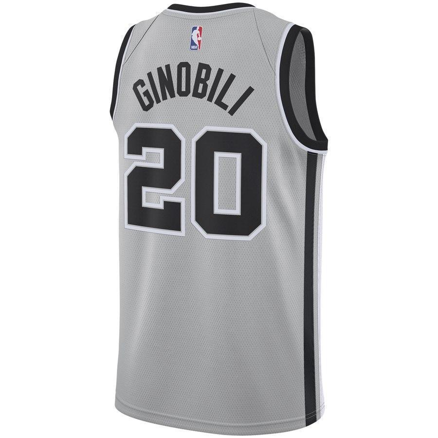 20-Manu Ginobili San Antonio Spurs Swingman Jersey - Statement Edition – Gray