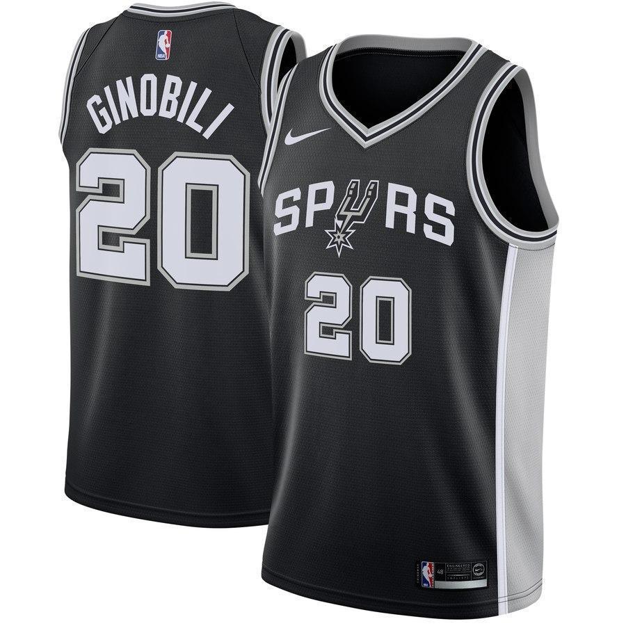20-Manu Ginobili San Antonio Spurs Swingman Jersey Black - Icon Edition