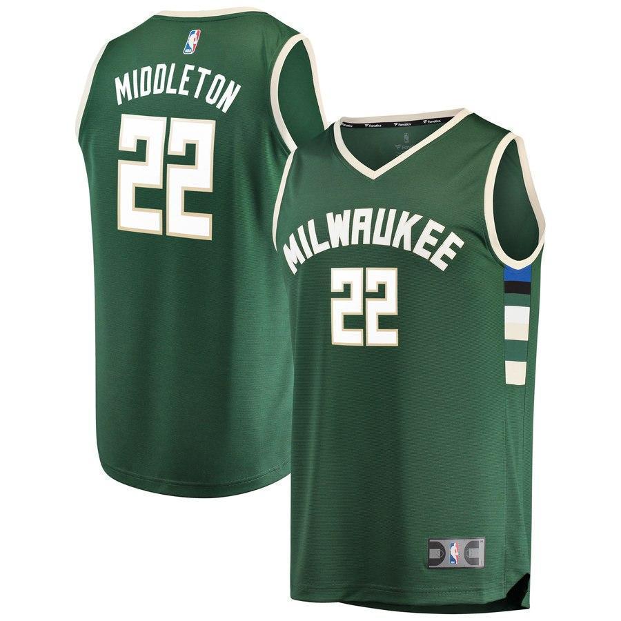22-Khris Middleton Milwaukee Bucks Jersey Green - Icon Edition