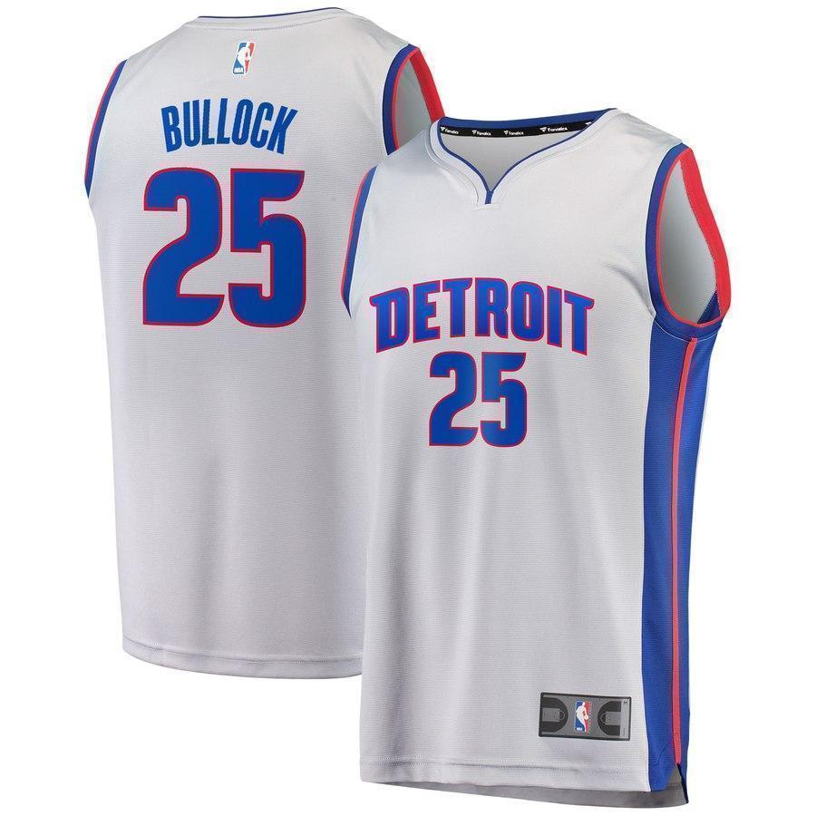 25-Reggie Bullock Detroit Pistons Jersey Gray - Statement Edition