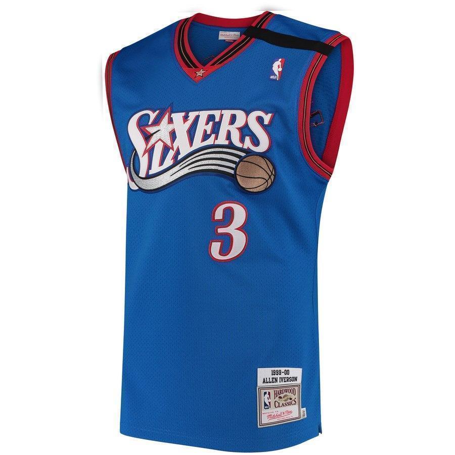 3-Allen Iverson Philadelphia 76ers 1999-2000 Hardwood Classics Jersey - Royal