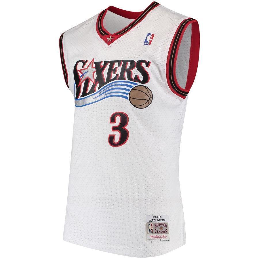 3-Allen Iverson Philadelphia 76ers 2000-01 Hardwood Classics Swingman Jersey - White
