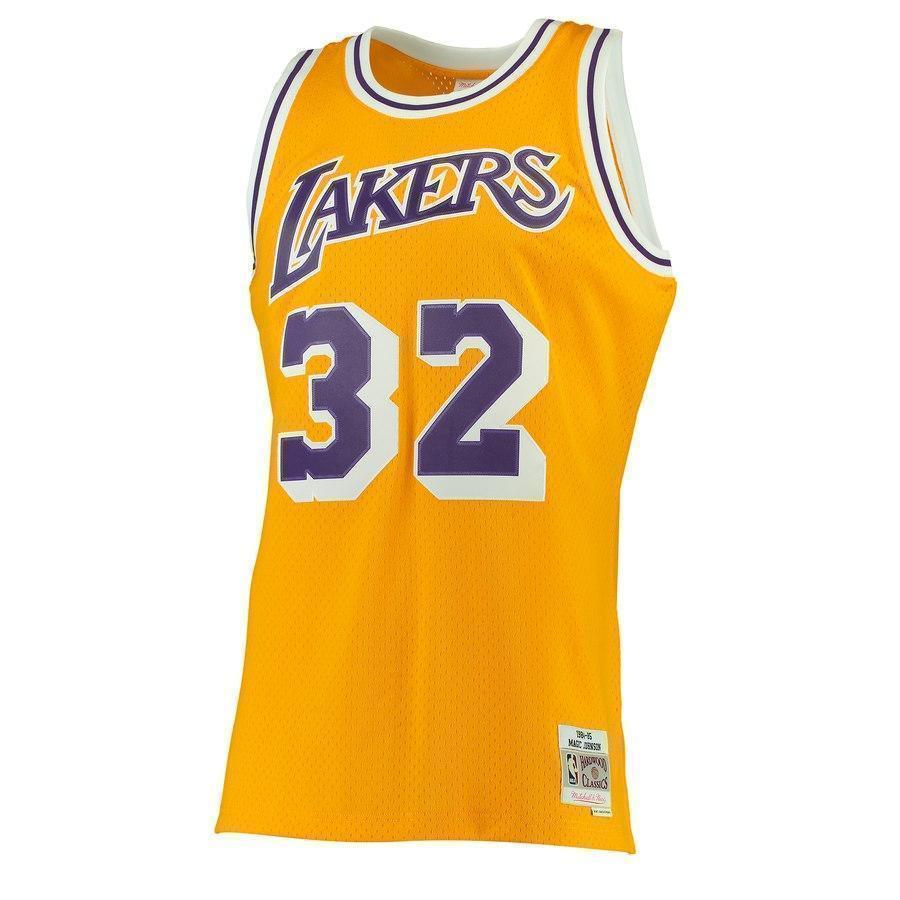 32-Magic Johnson Los Angeles Lakers  Hardwood Classics Swingman Jersey - Gold