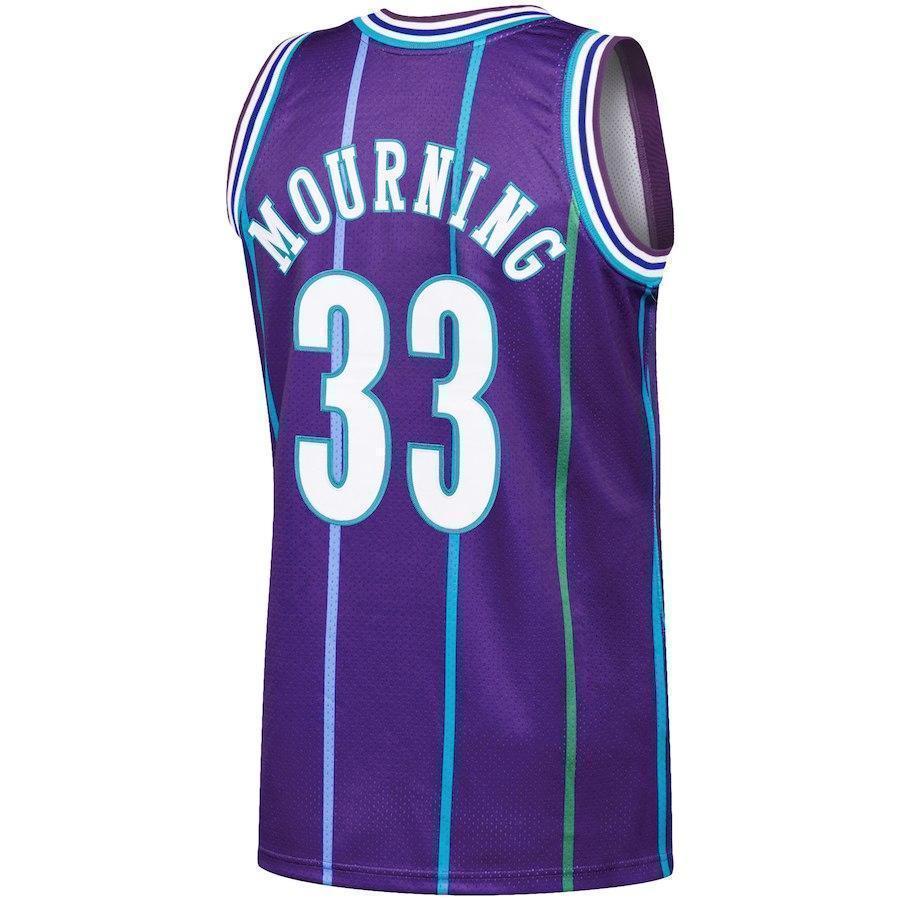 33-Alonzo Mourning Charlotte Hornets Hardwood Classics  - Purple