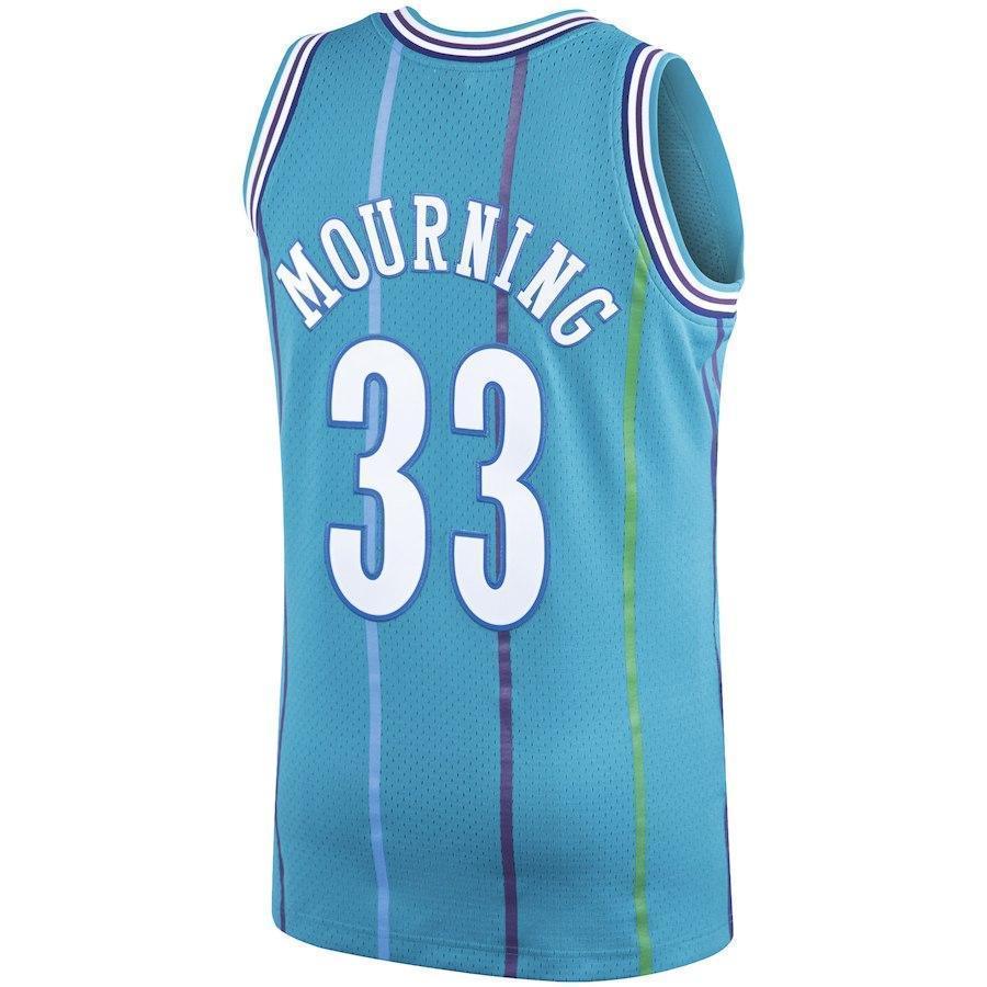 33-Alonzo Mourning Charlotte Hornets  Hardwood Classics Swingman Jersey – Teal