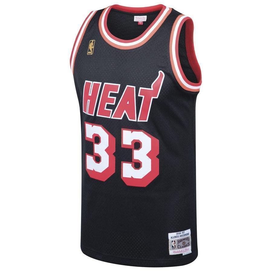 33-Alonzo Mourning Miami Heat  1996-97 Hardwood Classics Swingman Jersey - Black