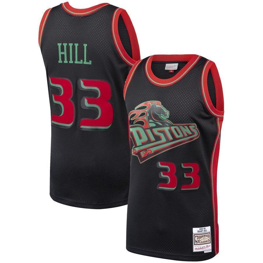 33-Grant Hill Detroit Pistons Hardwood Classics Christmas Swingan Collection Jersey – Black