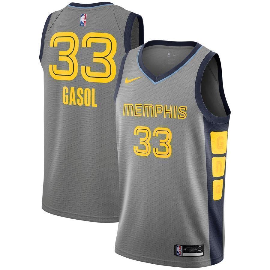 33-Marc Gasol Memphis Grizzlies Swingman Jersey – City Edition – Gray