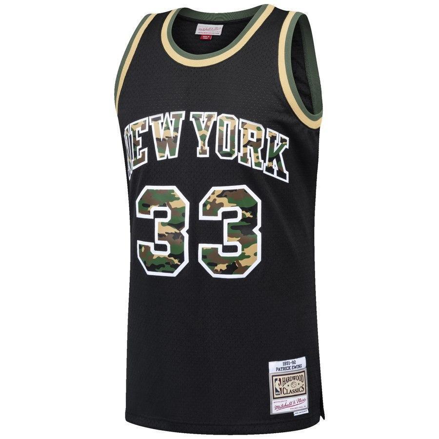 33-Patrick Ewing New York Knicks  Straight Fire Camo Swingman Jersey – Black