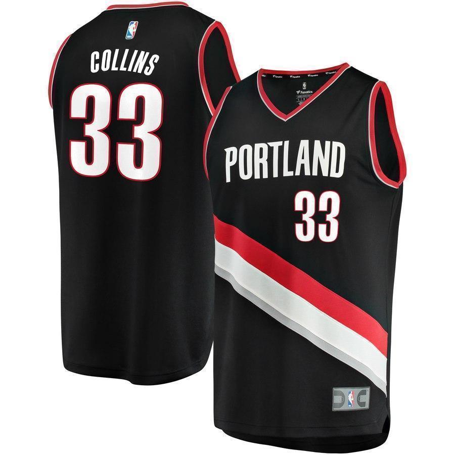 33-Zach Collins Portland Trail Blazers  Jersey Black - Icon Edition