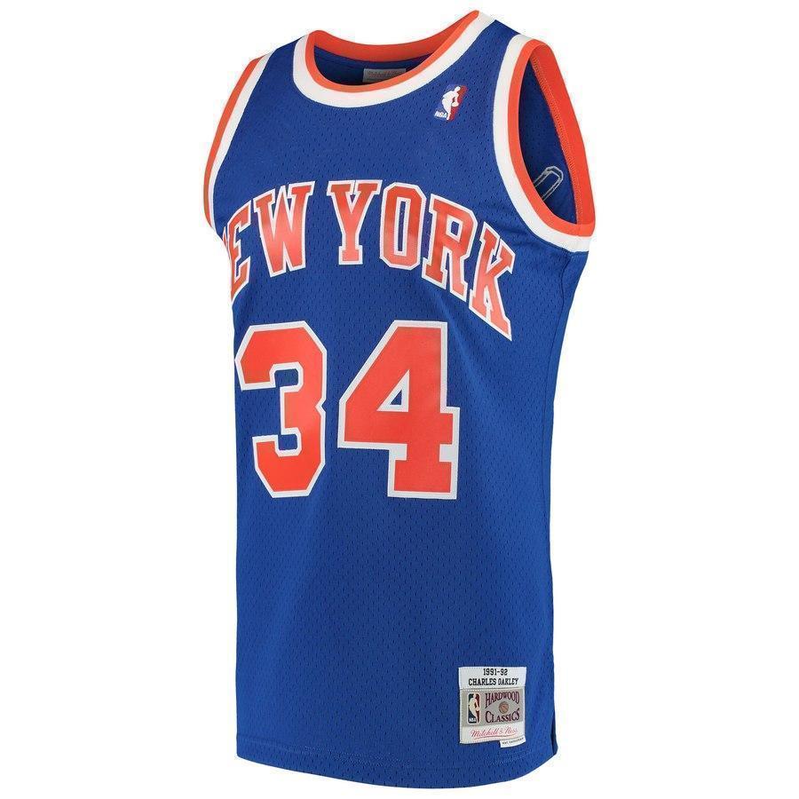 34-Charles Oakley New York Knicks  1991-92 Hardwood Classics Swingman Jersey – Blue