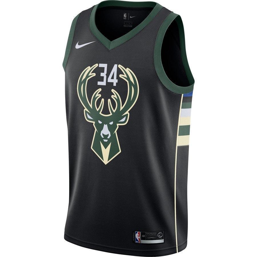 34-Giannis Antetokounmpo Milwaukee Bucks Swingman Jersey - Statement Edition – Black