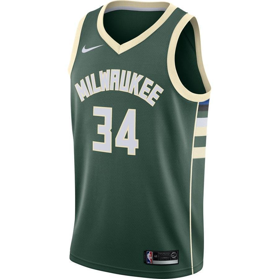 34-Giannis Antetokounmpo Milwaukee Bucks Swingman Jersey Green - Icon Edition