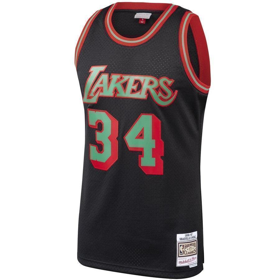 34-Shaquille O'Neal Los Angeles LakersHardwood Classics Christmas Swingan Collection Jersey – Black