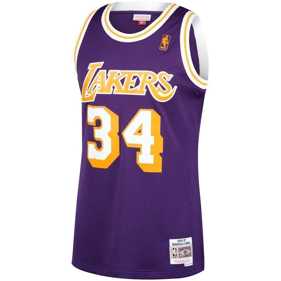 34-Shaquille O'Neal Los Angeles Lakers  Hardwood Classics Swingman Jersey – Purple