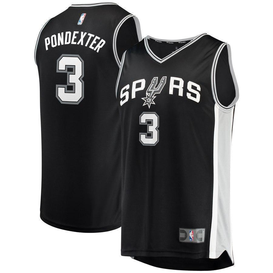 3+Quincy Pondexter San Antonio Spurs Jersey - Icon Edition - Black