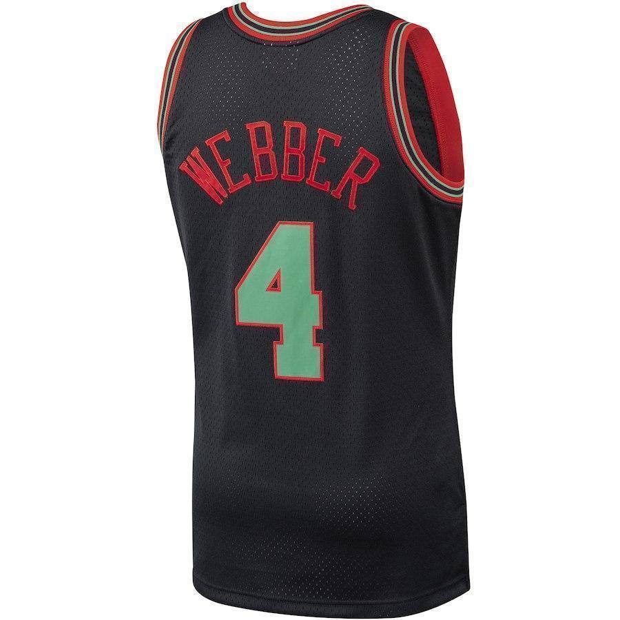 4-Chris Webber Golden State Warriors  Hardwood Classics Christmas Swingan Collection Jersey – Black