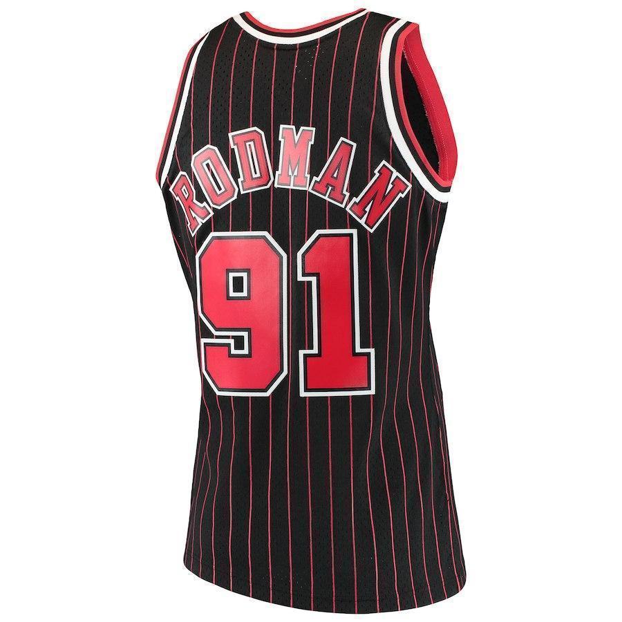91-Dennis Rodman Chicago Bulls  1995-96 Hardwood Classics Swingman Jersey – Black