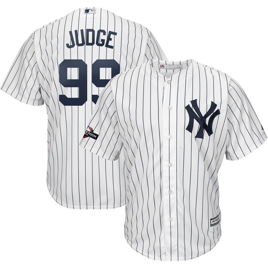 Aaron Judge New York Yankees Majestic 2019 Postseason Official Cool Base Player Jersey - White/Navy
