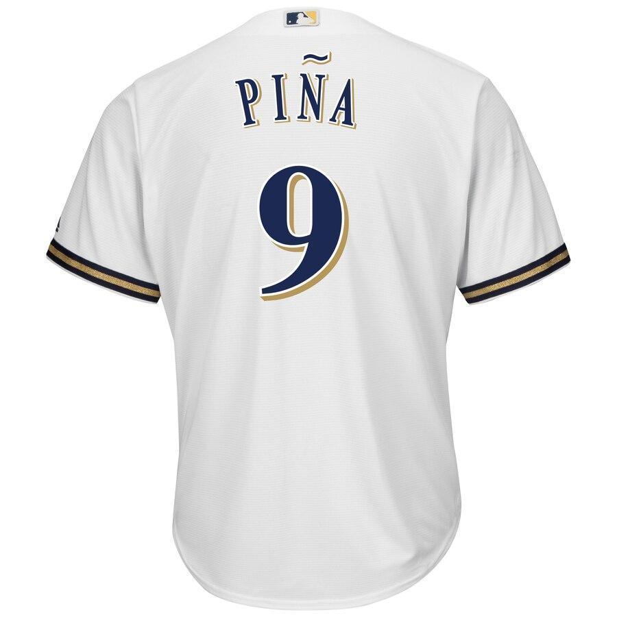 Manny Pina Milwaukee Brewers Majestic Home Cool Base Player Jersey - White