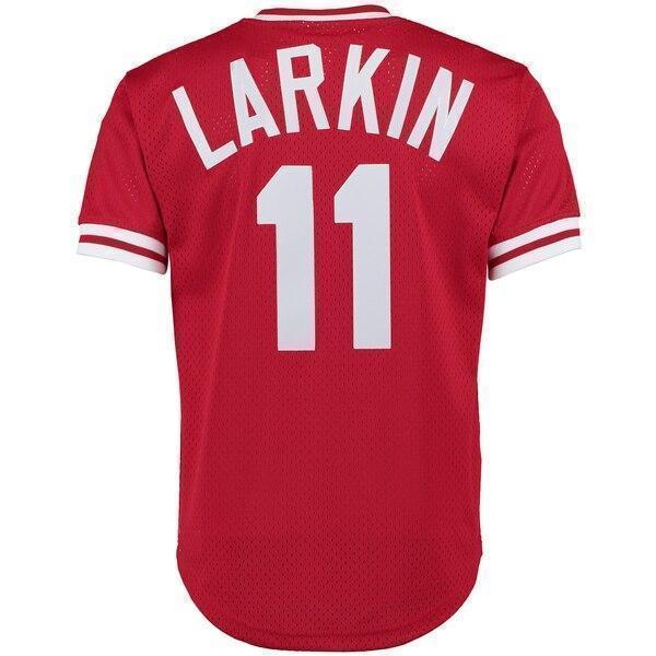 Barry Larkin Cincinnati Reds Mitchell & Ness Throwback Cooperstown Mesh Batting Practice Jersey - Red