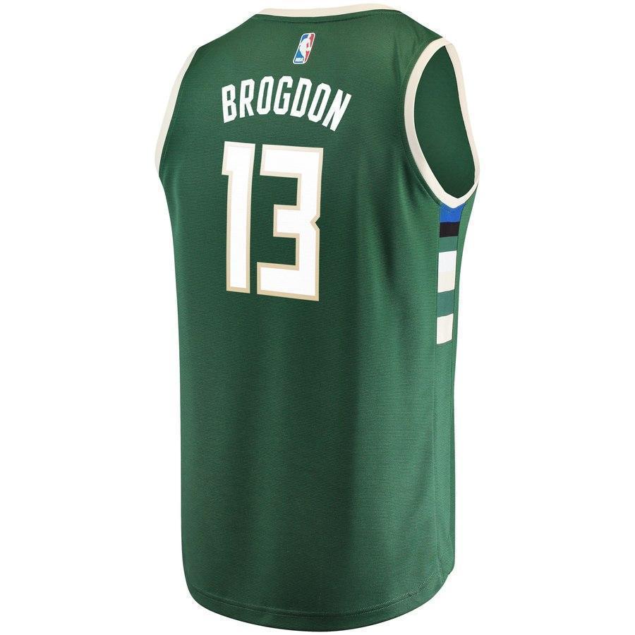 13-Malcolm Brogdon Milwaukee Bucks Fanatics  Jersey Green - Icon Edition