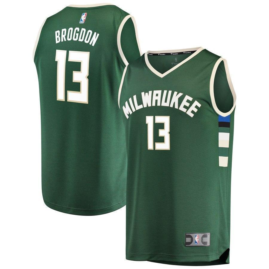 13-Malcolm Brogdon Milwaukee Bucks Fanatics  Jersey Green - Icon Edition