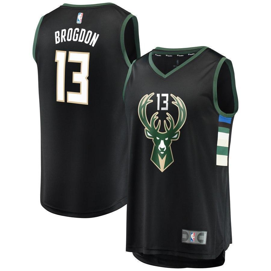 13-Malcolm Brogdon Milwaukee Bucks Jersey Black - Statement Edition