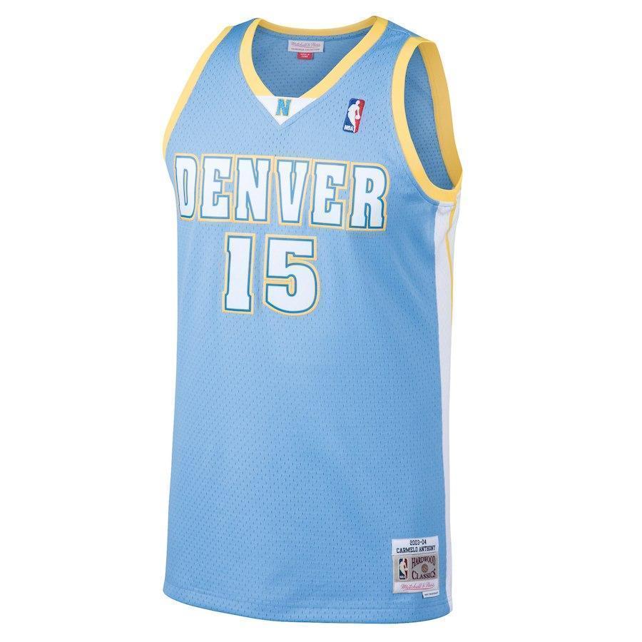 15-Carmelo Anthony Denver Nuggets Hardwood Classics Swingman Jersey - Light Blue