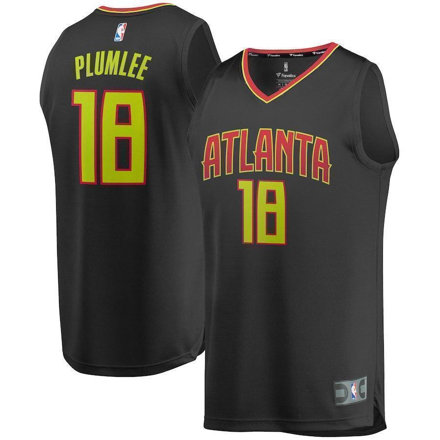 18-Miles Plumlee Atlanta Hawks  Jersey Black - Icon Edition