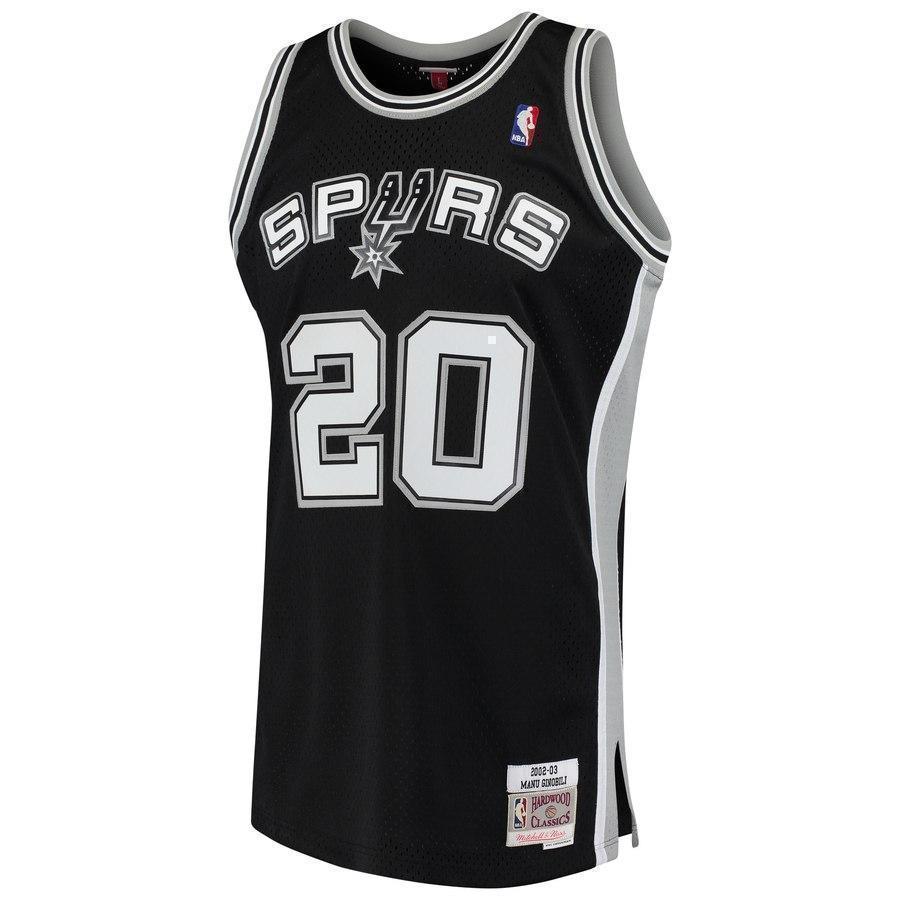 20-Manu Ginobili San Antonio Spurs  2002-03 Hardwood Classics Swingman Jersey – Black