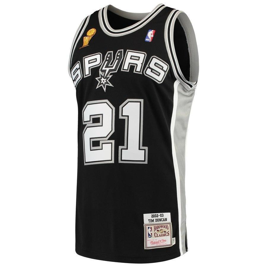 21-Tim Duncan San Antonio Spurs  2002-03 Hardwood Classics Jersey - Black