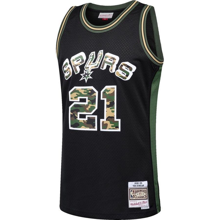 21-Tim Duncan San Antonio Spurs  Straight Fire Camo Swingman Jersey – Black