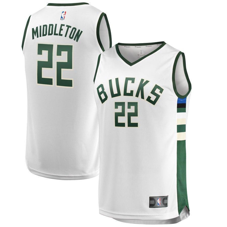 22-Khris Middleton Milwaukee Bucks  Jersey - Association Edition – White