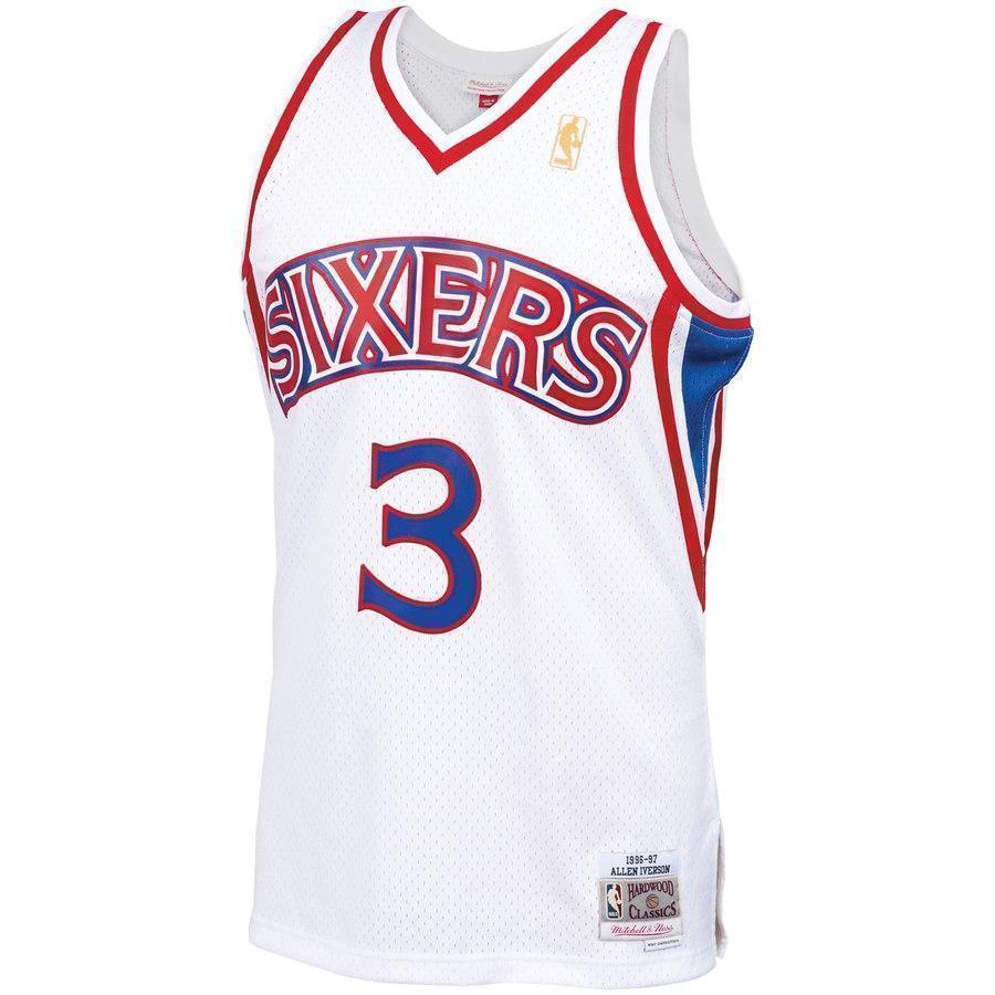 3-Allen Iverson Philadelphia 76ers  1996-97 Hardwood Classics Swingman Jersey – White