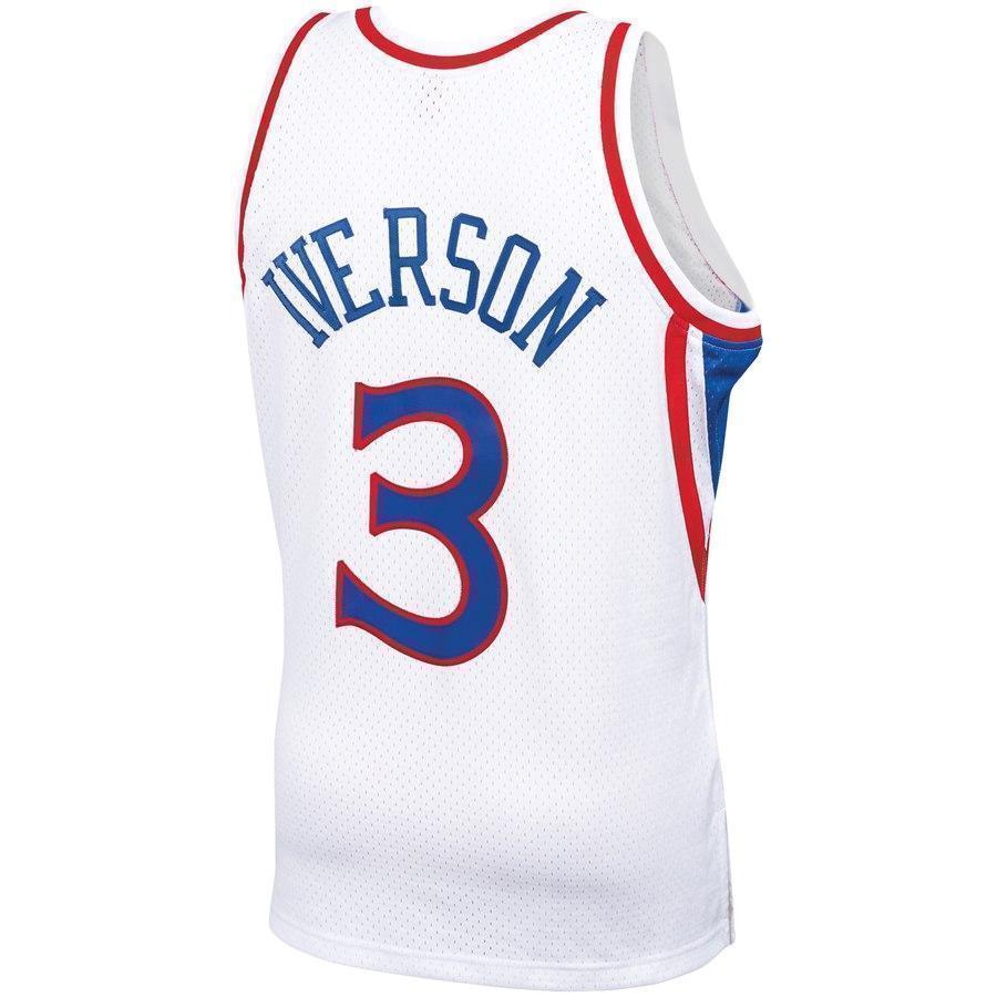3-Allen Iverson Philadelphia 76ers  1996-97 Hardwood Classics Swingman Jersey – White