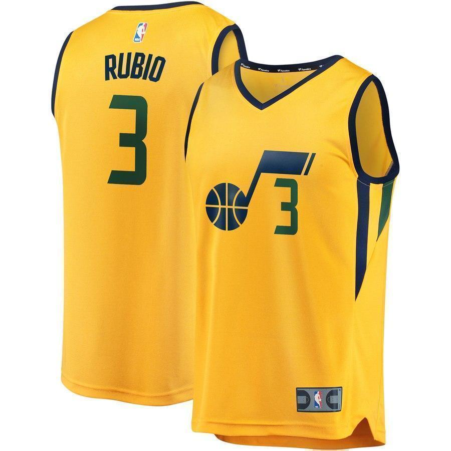 3-Ricky Rubio Utah Jazz  Player Jersey Gold - Statement Edition