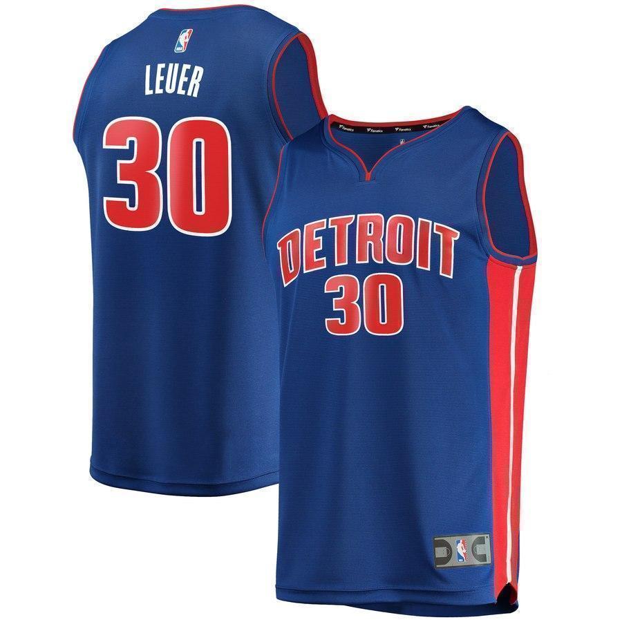 30-Jon Leuer Detroit Pistons  Jersey - Icon Edition – Blue