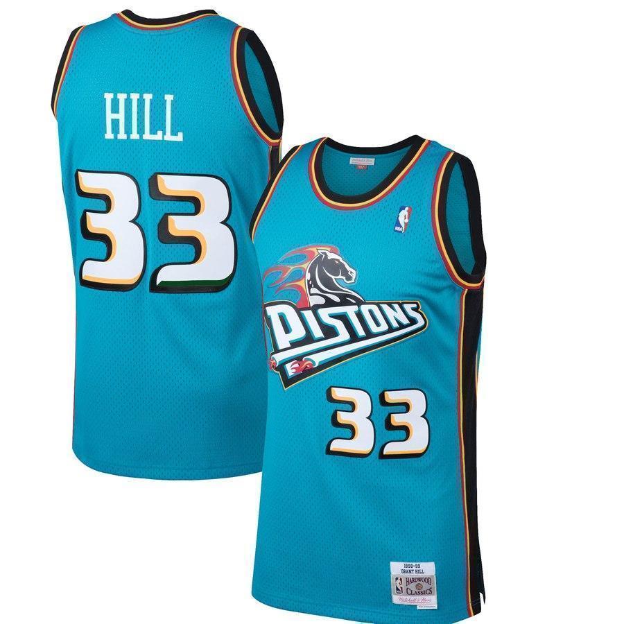 33-Grant Hill Detroit Pistons  Hardwood Classics Swingman Jersey - Teal