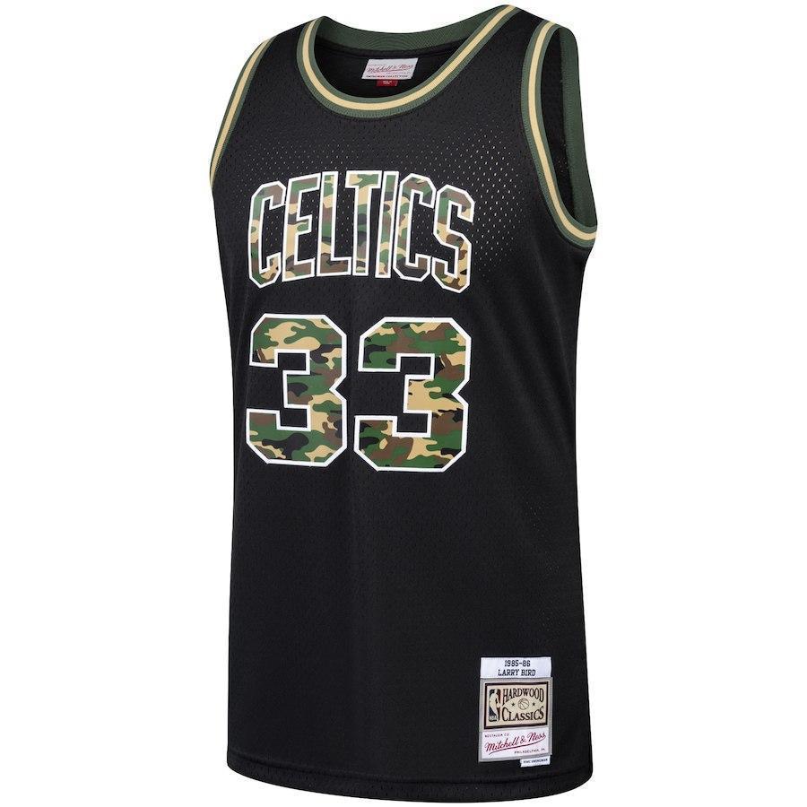 33-Larry Bird Boston Celtics  Straight Fire Camo Swingman Jersey – Black