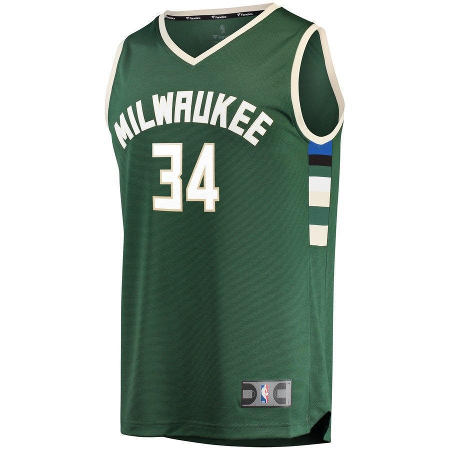 34-Giannis Antetokounmpo Milwaukee Bucks  Jersey Green - Icon Edition