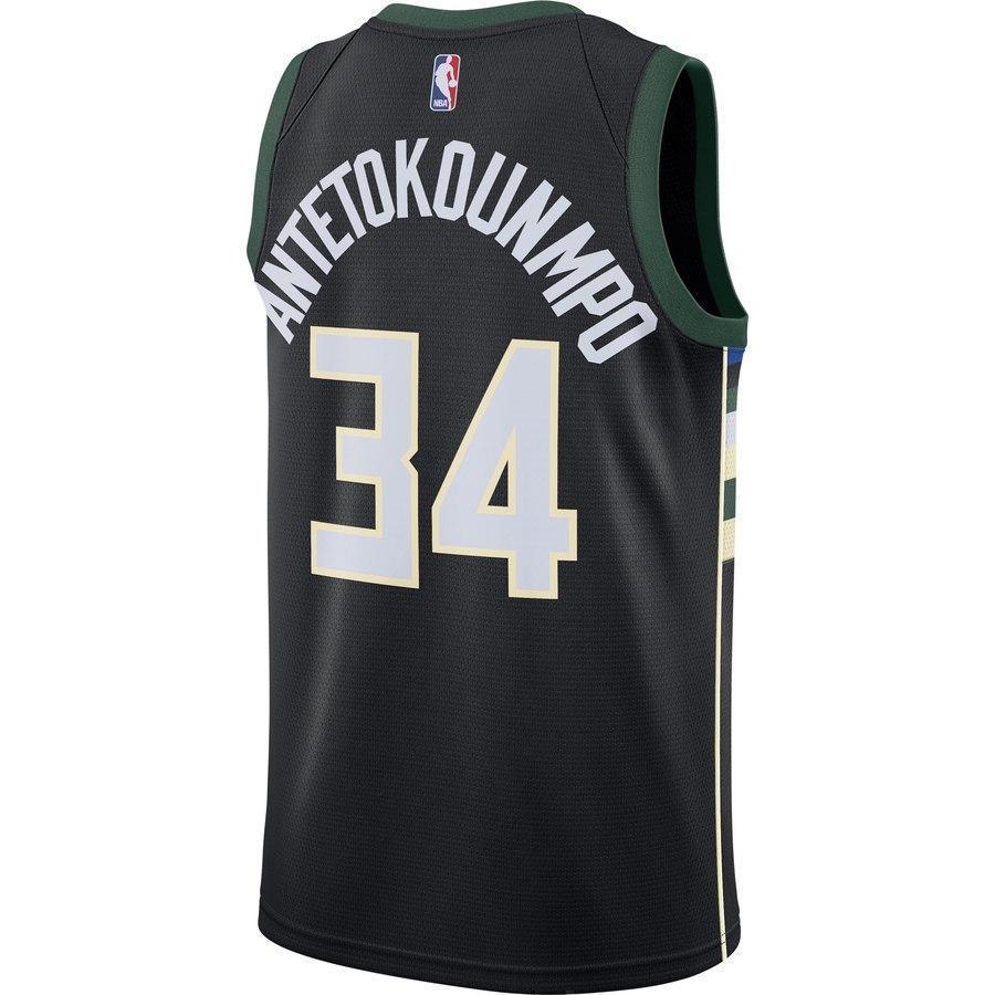 34-Giannis Antetokounmpo Milwaukee Bucks Swingman Jersey - Statement Edition – Black
