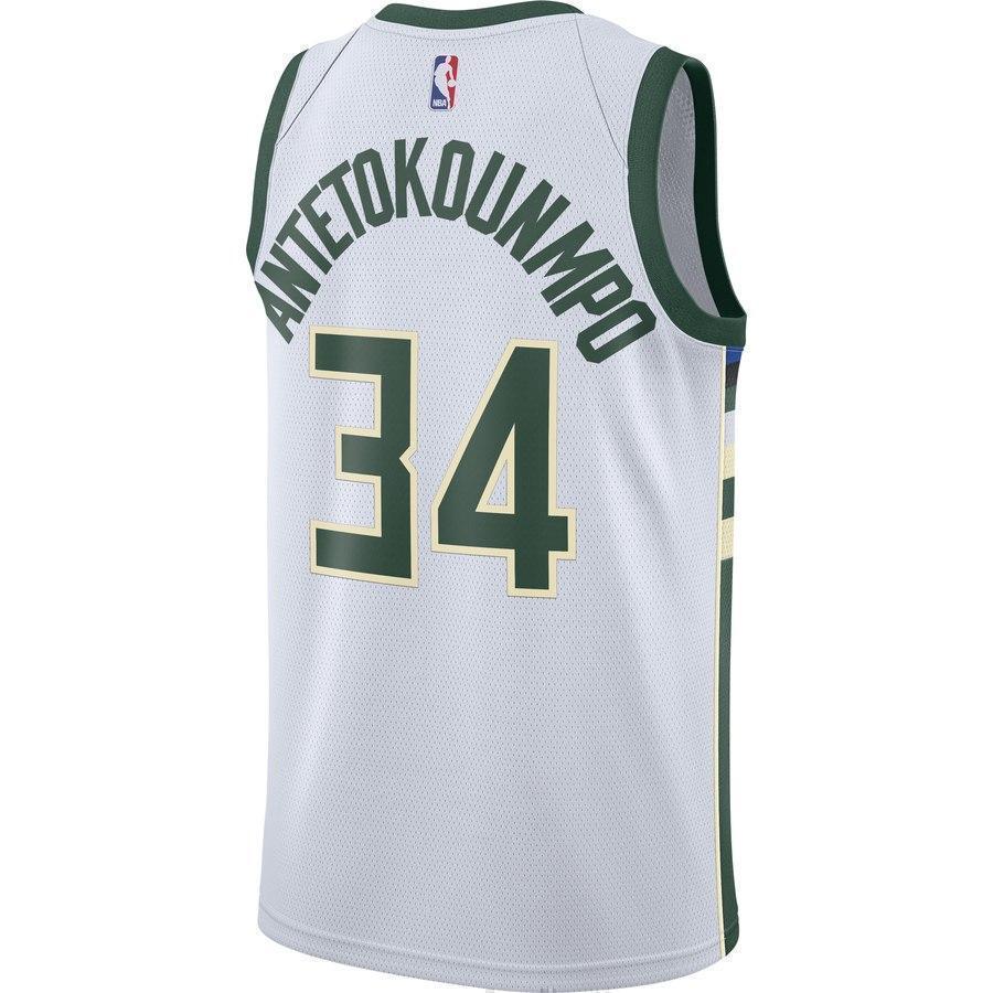 34-Giannis Antetokounmpo Milwaukee Bucks Swingman Jersey White - Association Edition