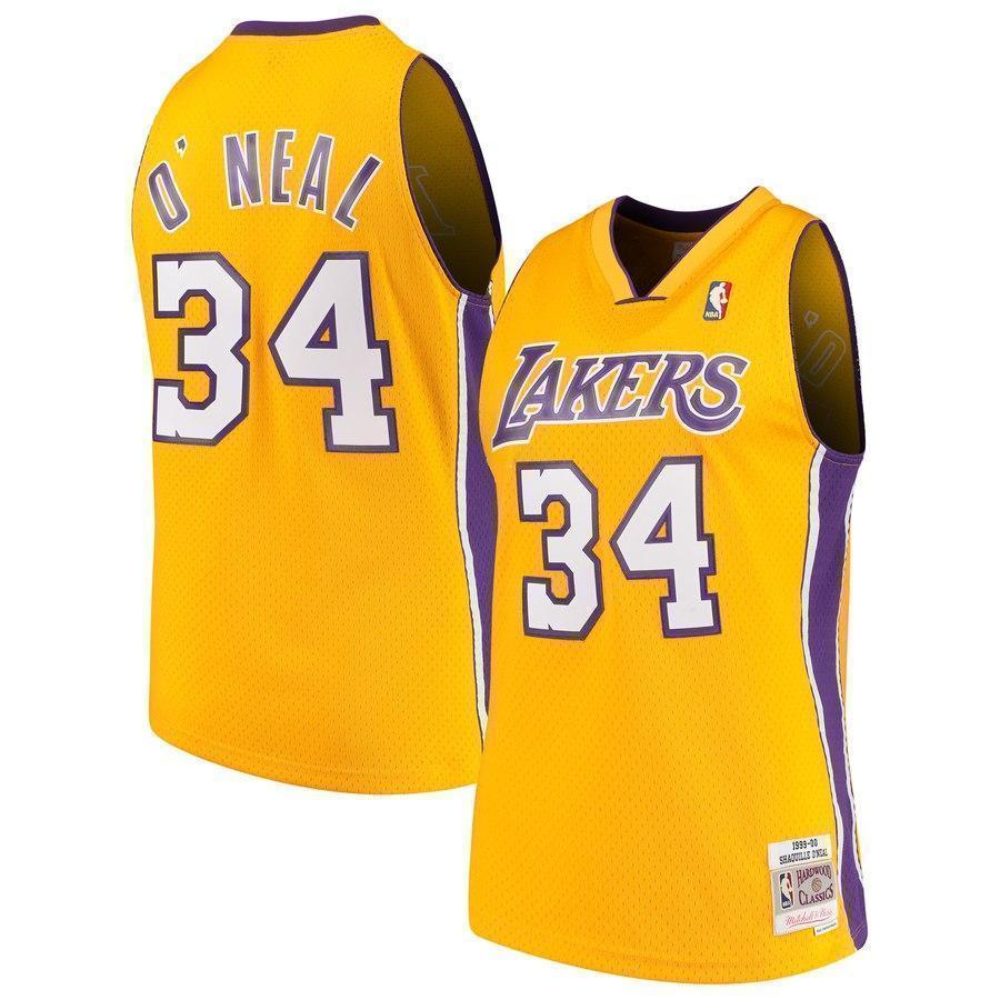 34- Shaquille O'Neal Los Angeles Lakers 1996-97 Throwback Home Jersey - Gold