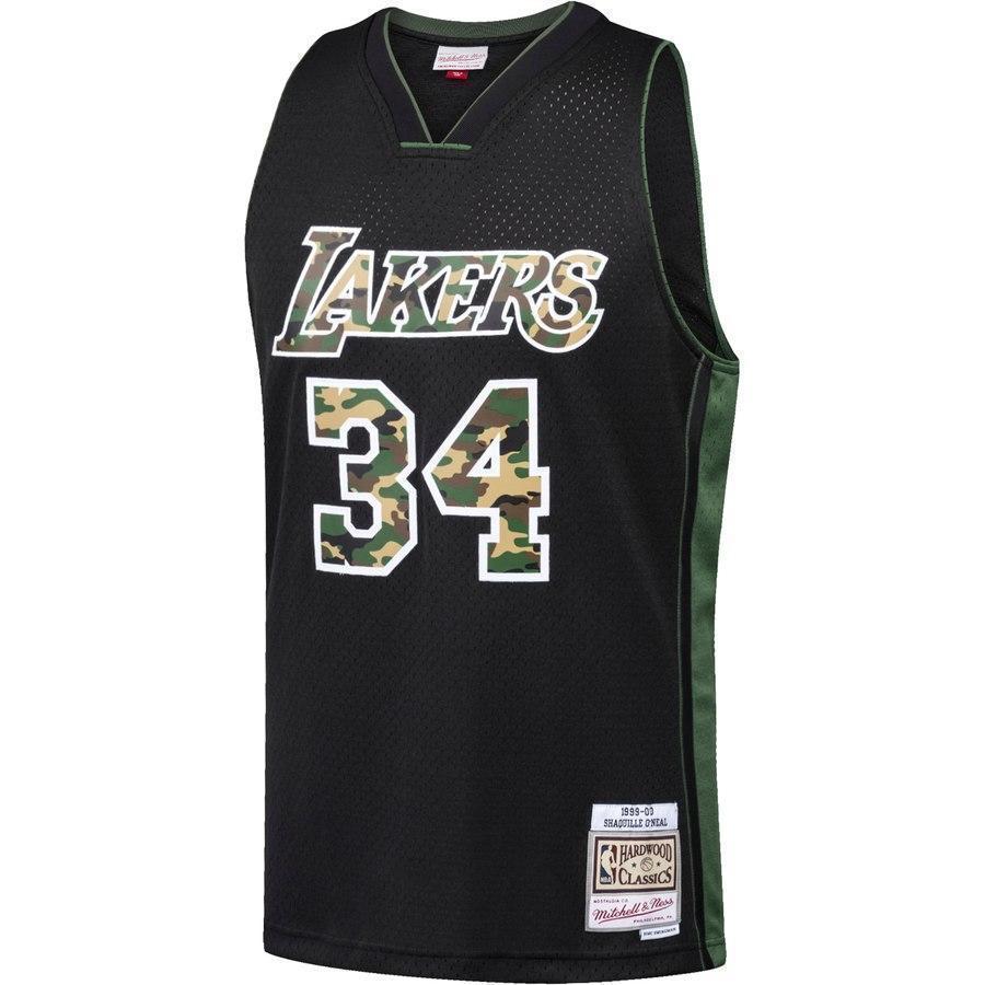 34-Shaquille O'Neal Los Angeles Lakers  Straight Fire Camo Swingman Jersey – Black
