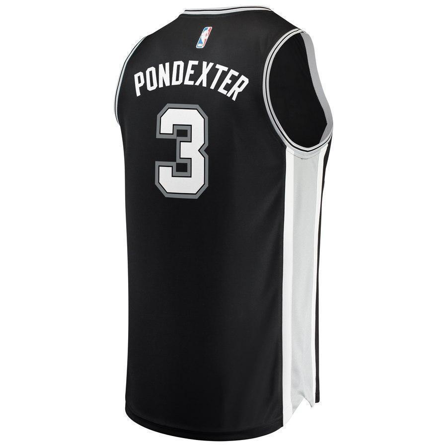 3+Quincy Pondexter San Antonio Spurs Jersey - Icon Edition - Black