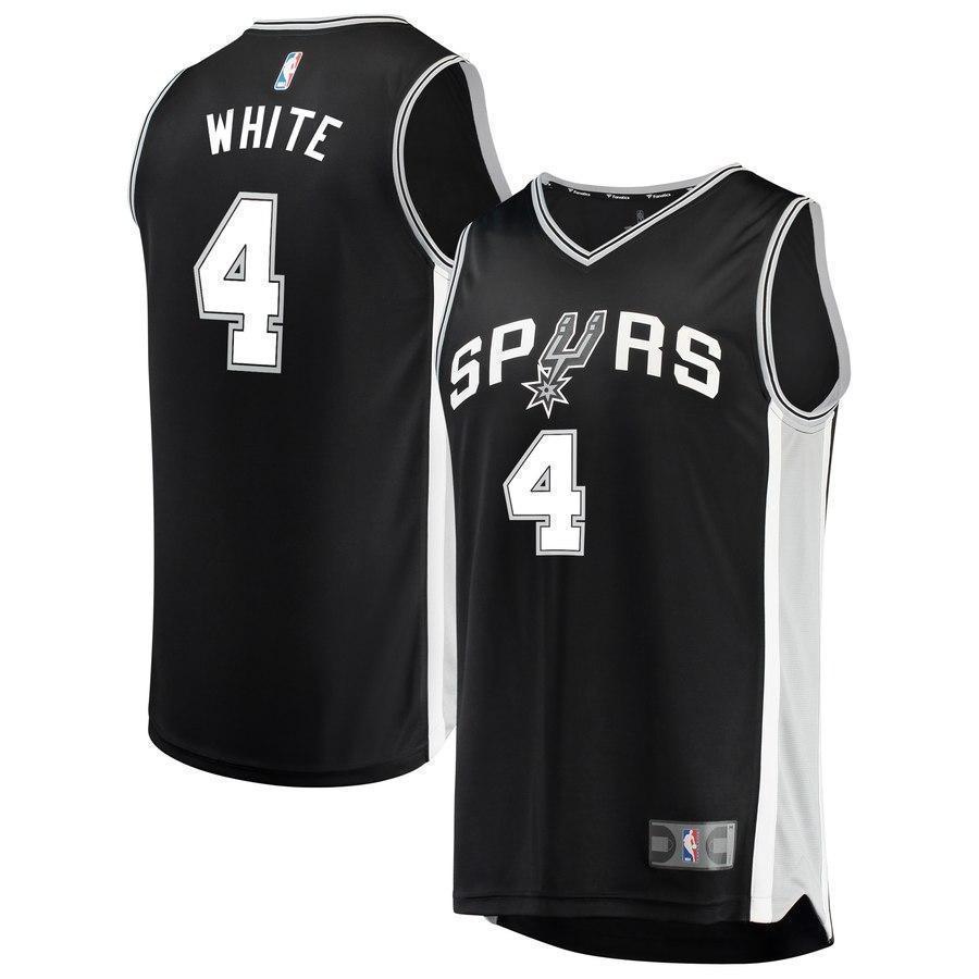 4-Derrick White San Antonio Spurs  Jersey Black - Icon Edition